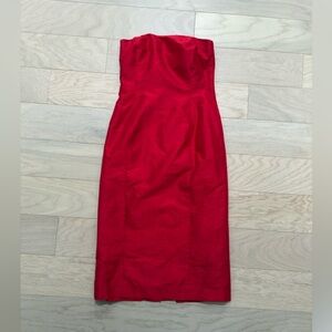 Vintage Shoshanna Red Strapless Sheath Cocktail Dress